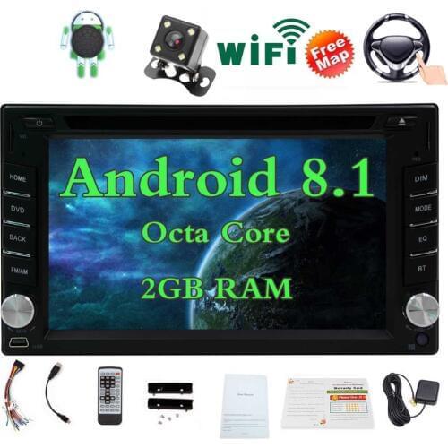 Bluetooth Rear Camera Android 8.1 Double DIN 6.2 Inch Car Stereo DVD Player HD1080P Video WIFI 3G/4G GPS Navigation Bluetooth