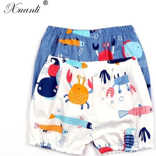 New Summer Childrens Loose Shorts Cartoon Animal Style Childrens Shorts Boys Girls Cotton Pants 2-6 Years