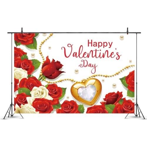 Happy Valentines Day Backdrop Red Rose Flower Photography Background Photo Booth Studio Decor