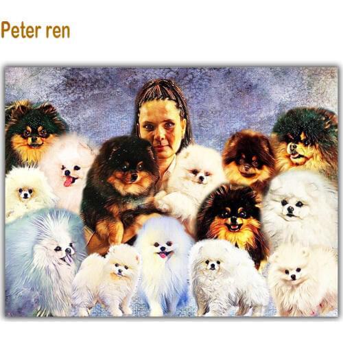 Puppy painting Diamond painting cross stitch portrait Square\Round mosaic Rhinestone Full Diamond embroidery Beautiful dog group