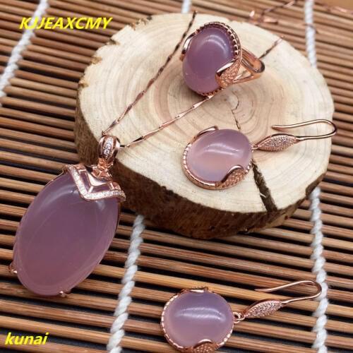 KJJEAXCMY boutique jewels 925 gold medullary blue powder and sapphire crystal pendant ring earrings with 3 pieces of jewelry, je