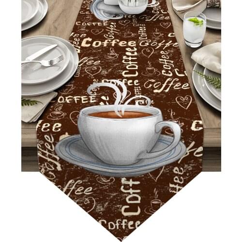 Retro Style Coffee Sugar Table Runner Luxury Dining Table Decor Tablecloth Table Runner for Wedding Party