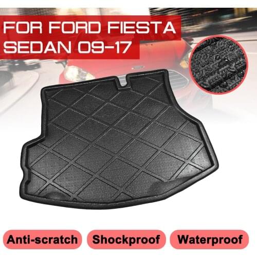 Car Rear Trunk Boot Mat For Ford Fiesta Sedan 2009-2017 Waterproof Floor Mats Carpet Anti Mud Tray Cargo Liner