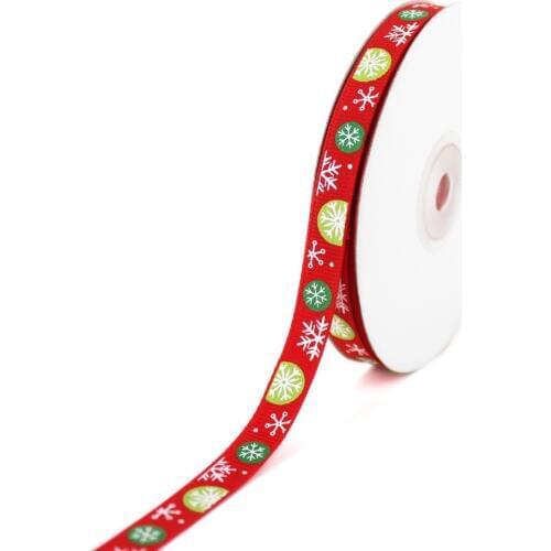 Red Color Grosgrain Printed Watermelon Snowflakes Ribbon 3/8" 10 mm Handmade Gift DIY Crafts Tape