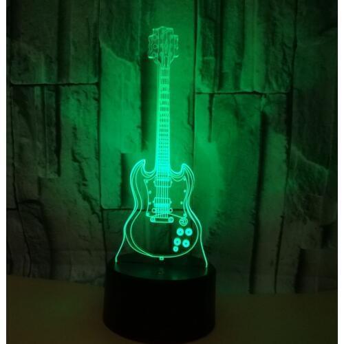 Creative Guitar 3d Night Deco Lamps ColorfulGift Atmosphere Art Usb Led 3d Table Lamp Remote Touch switch Factory wholesale
