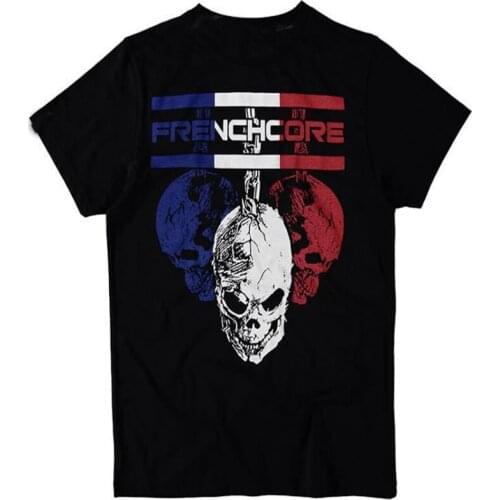Fashion French Flag Color Skull Hip Rock Mens T-Shirt. Summer Cotton O-Neck Short Sleeve Unisex T Shirt New S-3XL