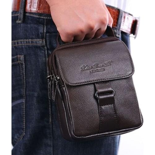 Men Leather Messenger Shoulder Cross Body Bag Fanny Waist Bags Leisure Tote PurseCigarette Case Cell Phone Pocket