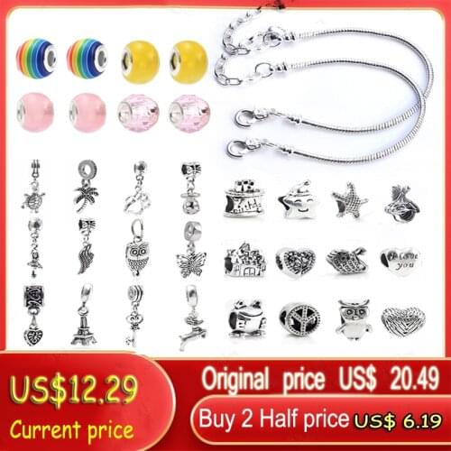 BRACE CODE DIY Colorful Crystal Glass Beads Charm Bracelet Girl Or Child Gift Set Snake Bone Chain Direct Shipment