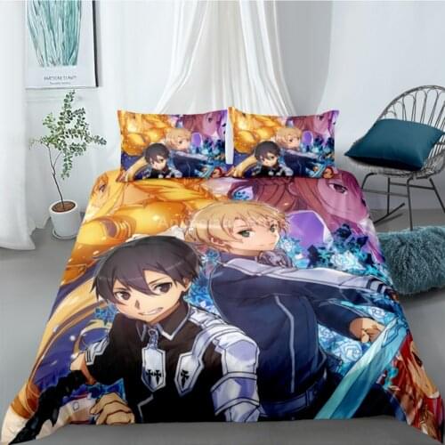 Sword Art Online Bedding Set Anime Bed Linen Quilt Duvet Cover Sets Home Decor Twin Single Queen King Size Fashion Gift Cartoon