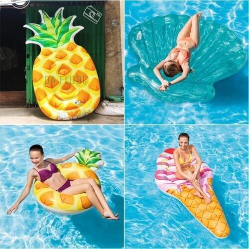6 Styles Giant Lie-on inflatable ice Cream Pool Floating Ball Swim Ring Giant Water Toy Swimming Adult Donut Air Mattress