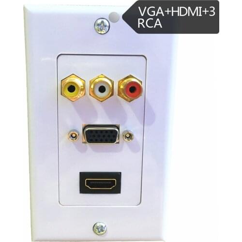 SOONHUA Wall Plate HDMI VGA RCA Wall Plate Composite Audio Video Adapter Wall Plates Support 1080P Resolution