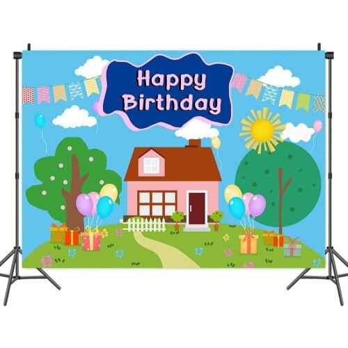 Painted Cartoon House Home Backdrops Photo Background Decor for Kids Birthday Portrait Photography Photocall Studio Props