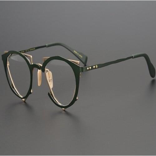Pure Titanium Japanese Design Eyeglasses Retro Women Full Rim Optical Eyewear Clear Lens Goggle Prescription Myopia Glasses Men