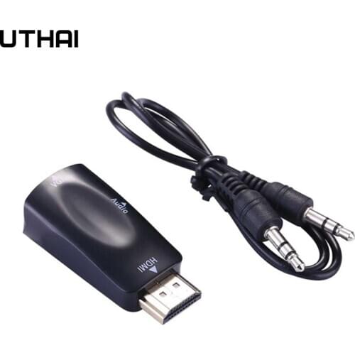 UTHAI Male to Female HDMI-Compatib to VGA Adapter HD 1080P Audio Cable Converter For PC Laptop TV Box Computer Display Projector