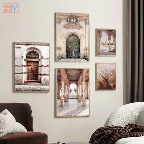 Landscape Poster Bohemian Decor Vintage Arches Waterfall Print Canvas Art Painting Modern Nordic Wall Picture for Living Room