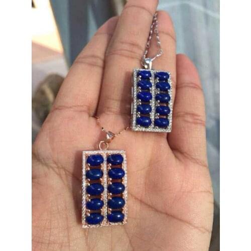 100% natural lapis lazuli Pendant natural gemstone Chinese style Fortune abacus pendant 925 sterling silver Women fine jewelery