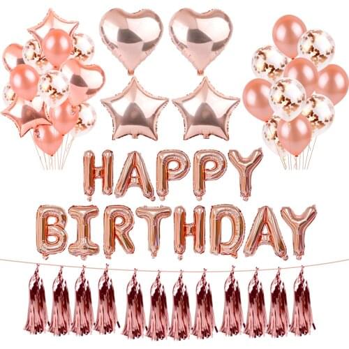 QIFU Rose Gold Party Decor Balloons Wedding Decor Girl Birthday Party Decor Adult Baby Bridal Shower Bachelorette Party Supplies