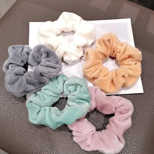 Plush Scrunchie Bands Accessories Tie Ring Rope Holder Headdress Elastic Hair Rubber Warm Soft Cute 2021 Winter Women Girls