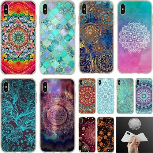 Sapphire Jade Stained Glass Mandalas soft Soft Case Cover For iPhone 12 11 Pro 7 8 Plus XR XS Max 5 5S SE 6 6s Funda Mini