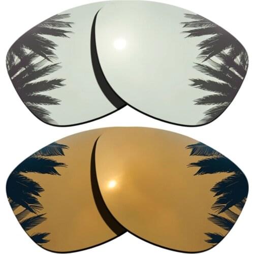 Silver+Bronze Gold Mirrored Coating) 2-Pairs Polarized Replacement Lenses for Frogskins Frame 100% UVA & UVB Protection