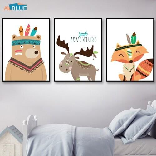 Deer Fox Lion Bear Owl Nordic Posters And Prints Wall Art Canvas Painting Animal Wall Picture For Baby Kids Room Bedroom Decor