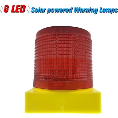 Solar Warning Lights 8pcs Leds Red Light Solar-powered Warning Lamps Obstruction Lamp/ Beacon Light/ Traffic Warning Lights