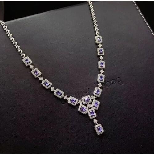 Light-lux natural tansanite gemstone pendant of necklace for women jewelry real 925 silver natural gem birthstone good gift