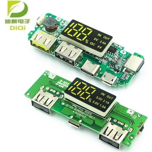 LED Dual USB 5V 2.4A Micro/Type-C USB Mobile Power Bank 18650 Charging Module Lithium Battery Charger Board Circuit Protection