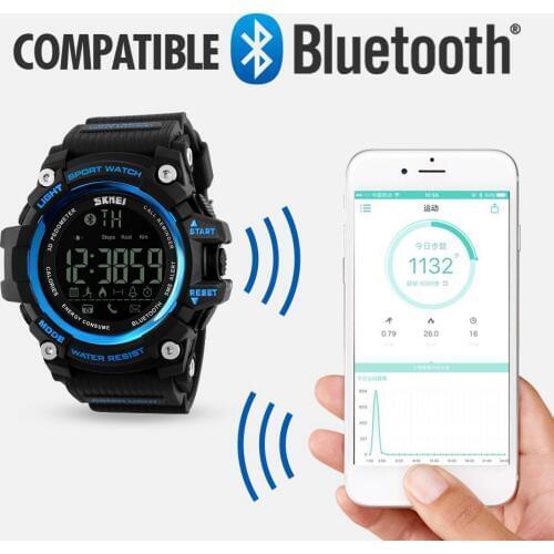 SKMEI Smart Sport Watch Men Bluetooth Multifunction Fitness Watches 5Bar Waterproof digital watch LED Clock reloj hombre 1227