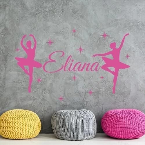 Personalized Name Wall Decal Nursery Room Decor Girl Name Wall Stickers Ballerina Vinyl Decal Bedroom Decoration Mural