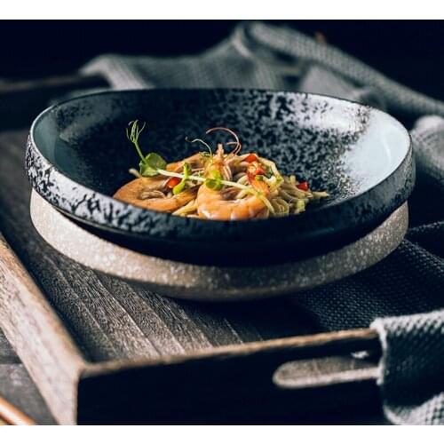 Japanese Irregular Ceramic Plate Deep Nest Pasta Porcelain Plate Creative Household Kitchen Supplies Simple Snack Fruit Plate