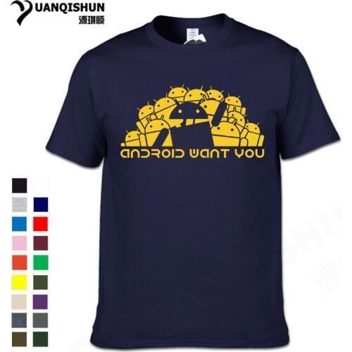 YUANQISHUN 2019 Android Robot Want You Print T-shirt Funny Programmer Creative T shirt Men Women O-Neck Tshirt Casual Design Tee