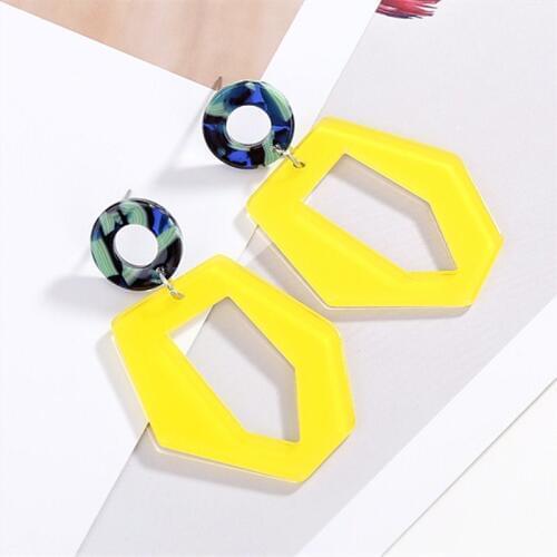 Acrylic Yellow Irregular Earrings for Women Hollow out Statement 2019 Long Earrings Female Fashion Jewelry Party Gfit