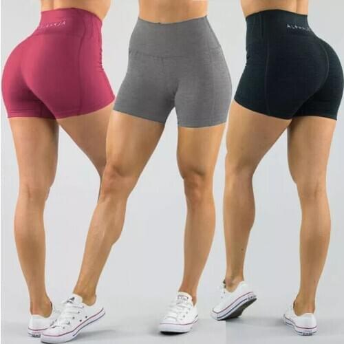 Womens High Waist Sports Short Workout Running Fitness Leggings Female Yoga Shorts Gym Yoga Leggings With Side Pocket