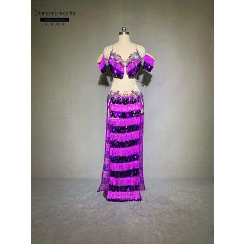 High-quality customized belly dance costume sexy bra + slim-fit hip-length skirt female stage professional costume