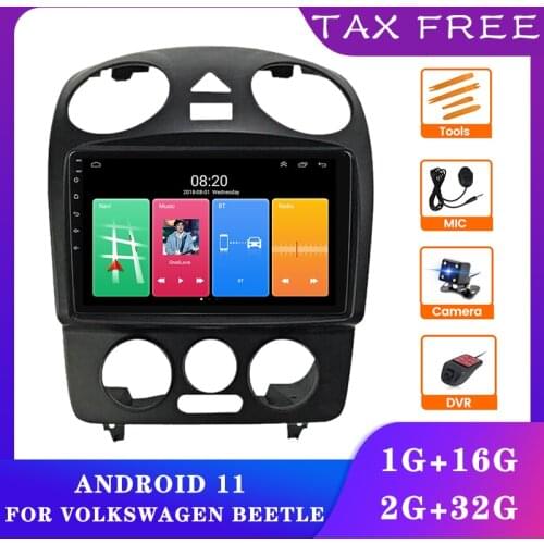 1 Din Android 11 2.5D Screen RDS AM FM Car Video For VW Volkswagen Beetle 1+16GB Car player GPS WIFI Mirror link Stereo