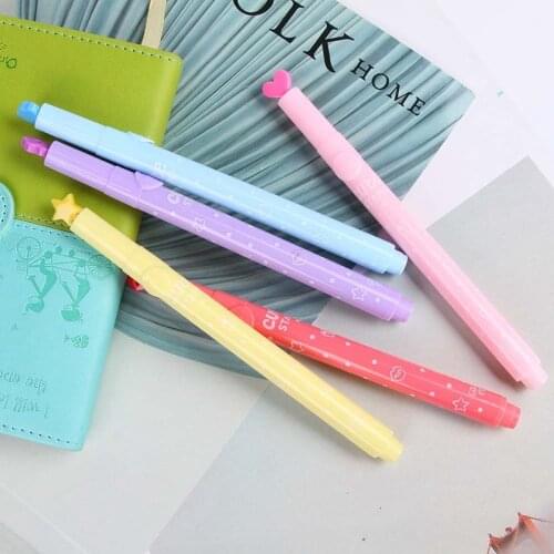 1 Pcs Cute Candy Color Kawaii Highlighters Inks Stamp Pen Creative Marker Pen School Supplies Office Stationery