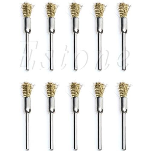 10pc/lot Mini Wire Brush Brushes 3mm x 5mm Brass Cup Wheel for Grinder or Drill