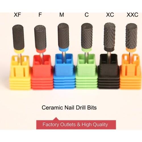 10PCS/Bag Ceramic Milling Cutter Nail Art Drill Bit for Manicure Nail Files Electric Rotary Mills Nail Gel Remove Grinder Tools