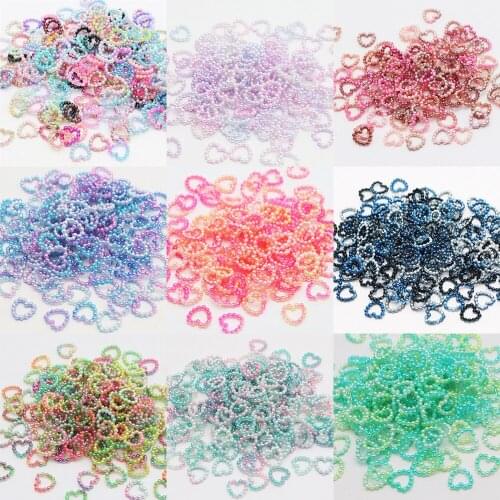 100 Pearl Heart Nail Art Decoration Hollow Rhinestones Ornaments Love Pearls Colorful Manicure DIY Accessories Mermaid Symphony