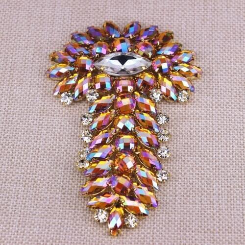 11.2x7.5cm Sewing Bridal belt Dress Decorative DIY Crystal Sewing decoration Crafts Blue AB Crystal Tassel Rhinestone Applique