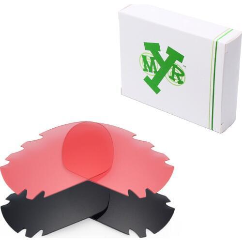 2 Pairs Mryok Replacement Lenses for Oakley Jawbone Vented Sunglasses Stealth Black & HD Pink