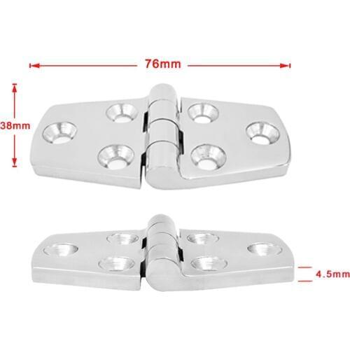 2pcs 316 Stainless Steel Polished Cast Door Hinge Strap Hinges with Screws for Boat, RVs (3x1.5 in) - Silver