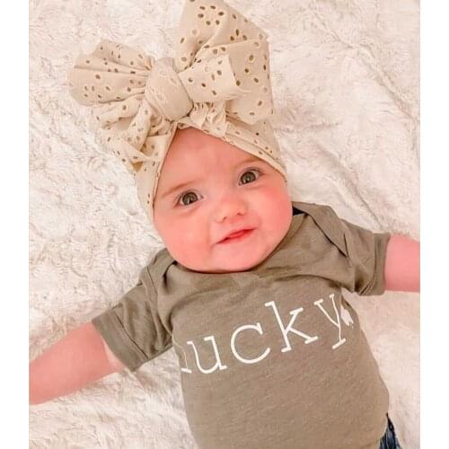 2021 summer Solid Baby Beanies Cute big Bowknot Turban Hats Sweet Soft 0-4T Elastic Caps for Newborn Baby Boy Girls