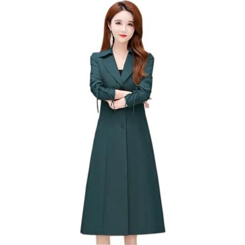 2021 New Fashion Spring Autumn Windbreaker Womens Cape Outerwear Plus Size Single-breasted X-Long Trench Coat Casual Tops KW512