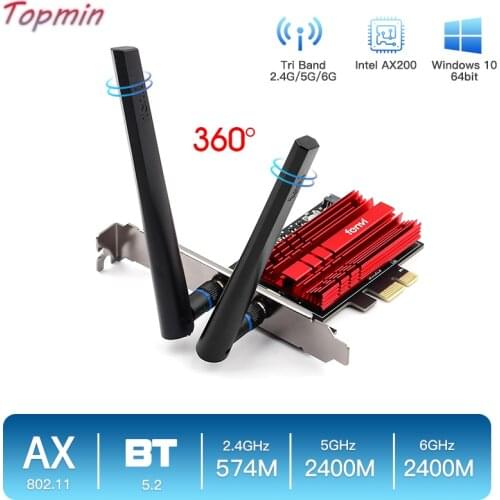 3000Mbps Wifi 6E Intel AX210 Wifi Wireless Adapter Desktop PCIe Bluetooth 5.2 Dual Band 2.4G/5G Network Wi-Fi Card 802.11ax