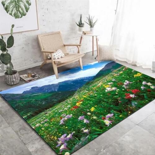 3D Rural Scenery Carpets Bedside Floor Mat Home Decor Flannel Soft Area Rug Sofa Parlor Mat Pastoral Non-slip Living Room Carpet