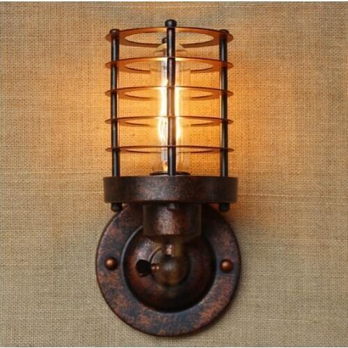 40W American Retro Vintage Wall Lamp Bedroom Rust Iron Loft Industrial Wall Sconce LED Stair Light Lamparas De Pared