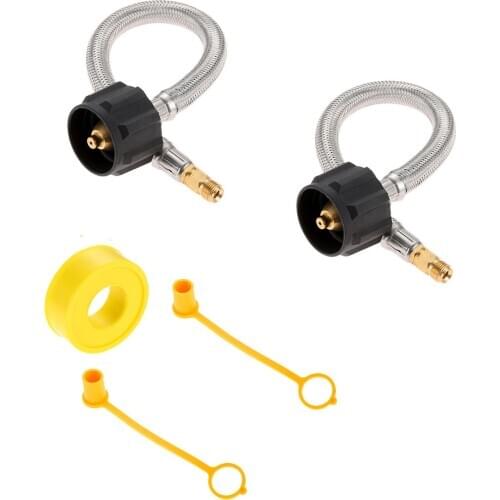 5pcs/set 12in Pigtail Stainless Braided RV Propane Hose Connector 1/4 Inverted Male Flare Marshall Excelsior/Fairview Changeover