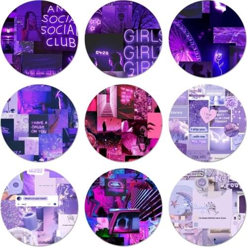 58mm Purple Love Aesthetic Art Girly Badge Brooch Pin Accessories For Clothes Backpack Decoration gift